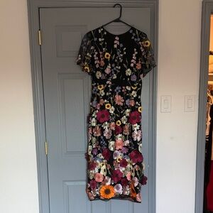 Floral Embroidered Black Dress
